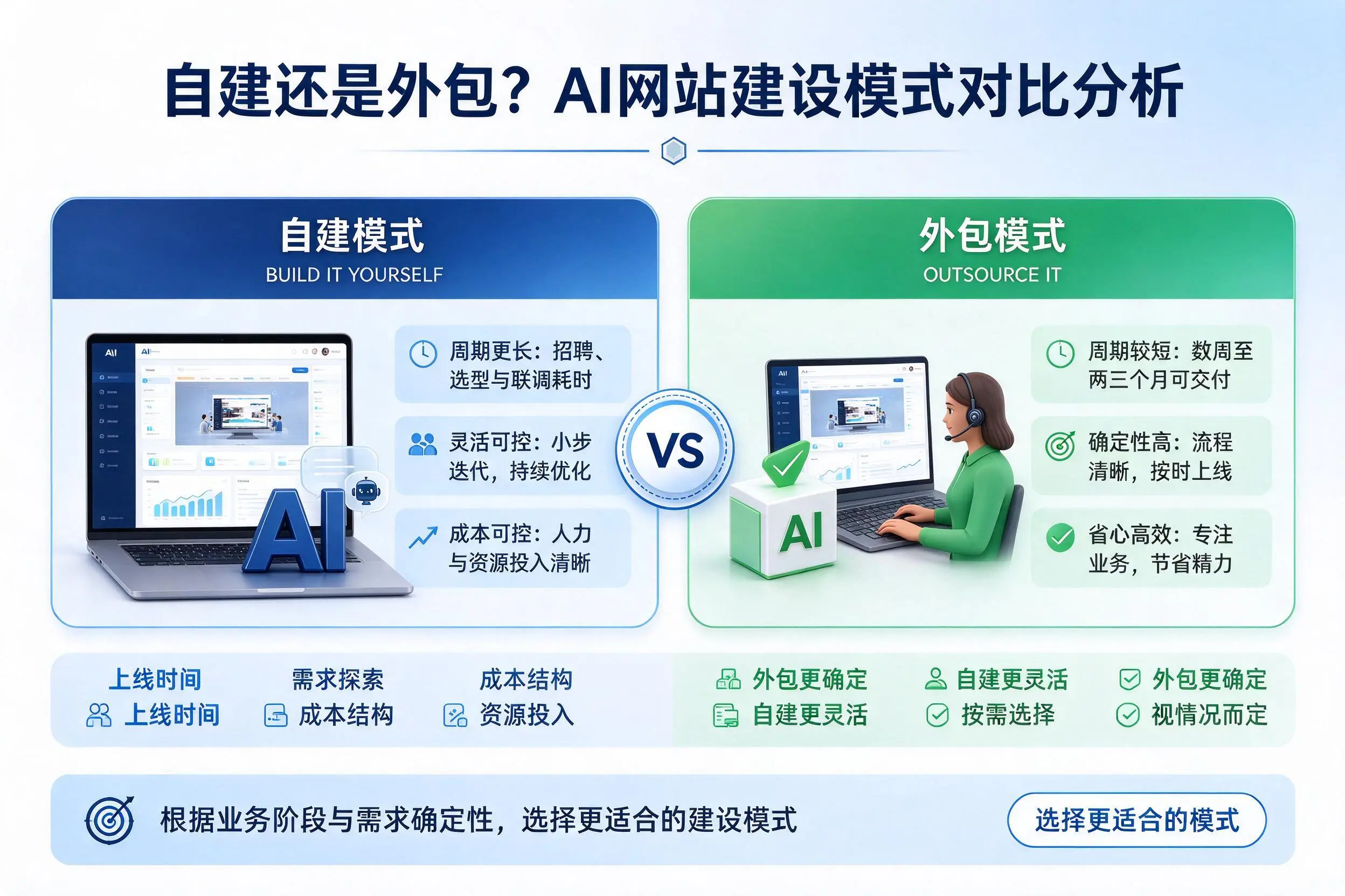 自建还是外包?南京AI网站建设模式对比分析